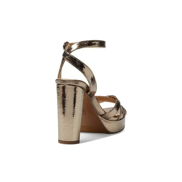 Naturalizer Cracked LEATHER Pumps Platform Dress Sandals 9.5 M Luna Bronze Gold - Picture 6 of 15